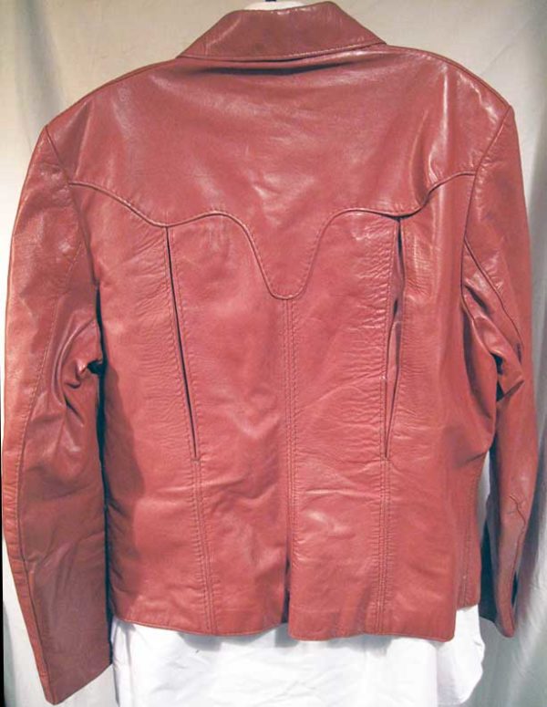 Brown Leather with Western Style Arrow End Pockets Jacket - Image 3