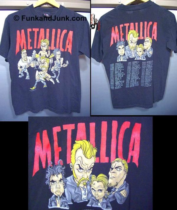 Metallica Band Caricatures 1996 with 7 Concert Tour T shirt