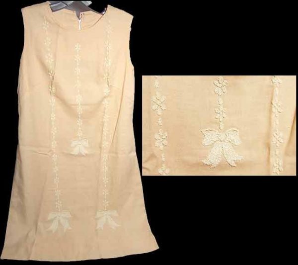 Joe Daniel Peach with Ornately Hand Applied Flowers and Bows Sleeveless Dress