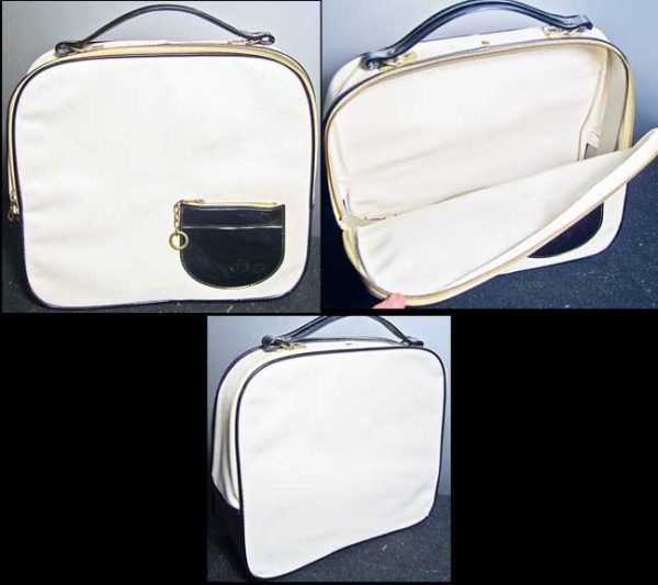 White with Black Trim and Zipper Pocket Mod Vinyl Typewriter Shaped Bag