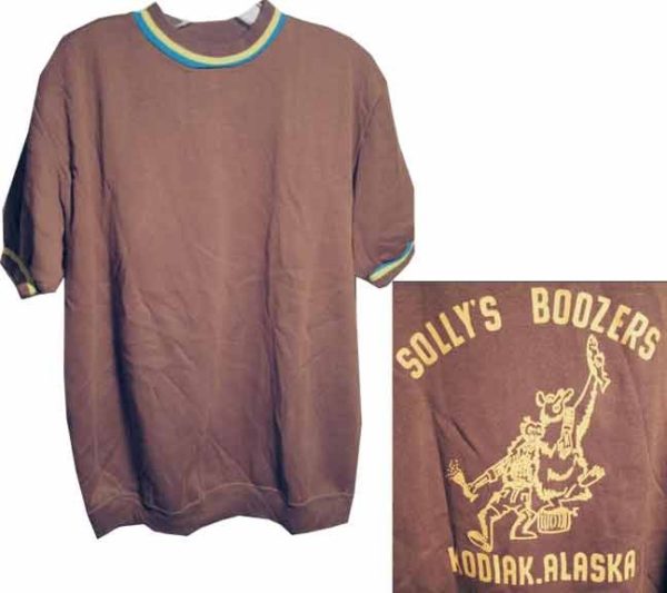 Casuals of Creslan Acrylic Knit Shirt Style "Solly's Boozers" of Kodiak Alaska Bowling Shirt