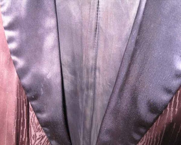 Purple with Wood Grain Design Silk Acetate Robe with Sash full length Smoking Jacket - Image 4