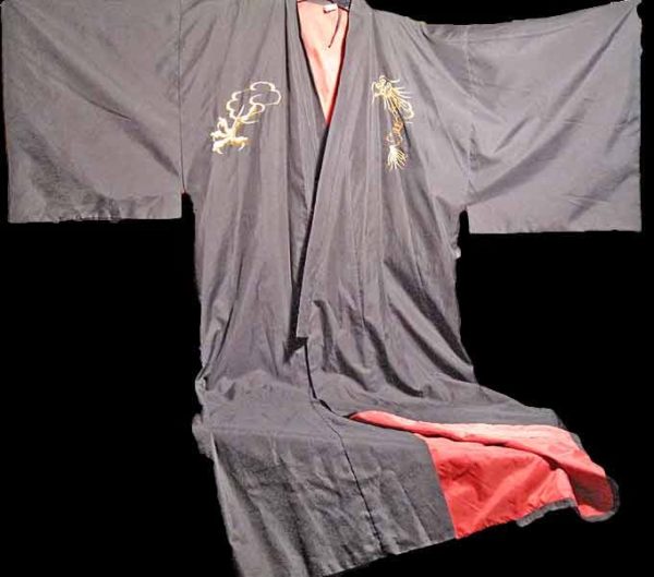 Black Kimono with Gold Dragon Back