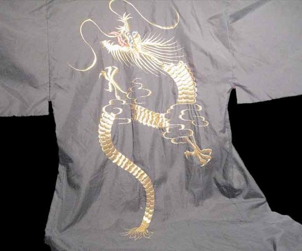 Black Kimono with Gold Dragon Back - Image 2