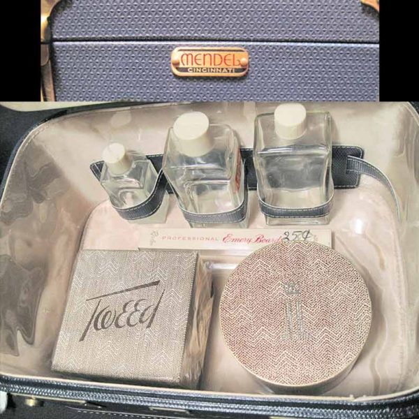 Vintage Mendel Art Deco Make Up Train Travel Suitcase with Tweed Vintage makeup - Image 2