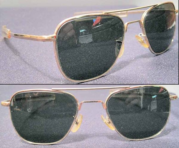 American Optical Military Pilot Style Gold Frame Aviator Sunglasses