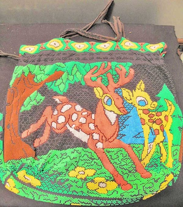 Bambi and Mother Neon Beaded Pull String Bag