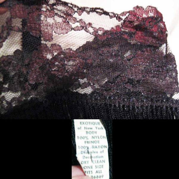 Exotique 1950/60s Black Lace Top with Fringe and Roses - Image 4